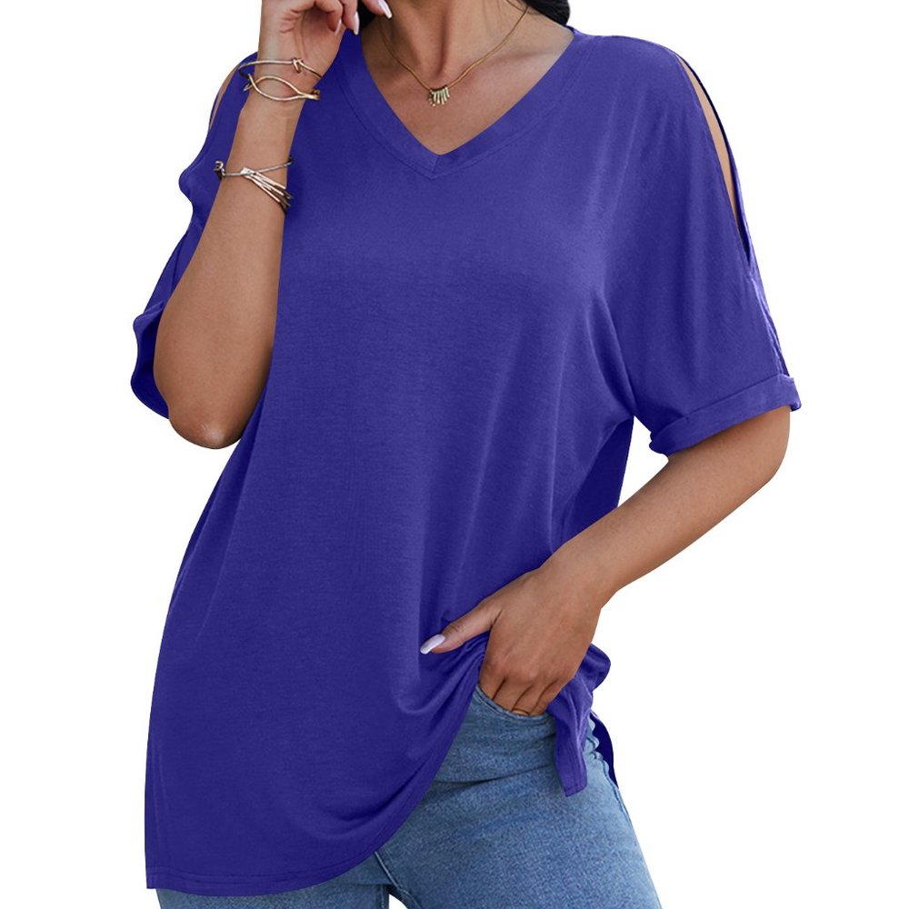 Womens Casual Cold Shoulder Basic Tunic Tops